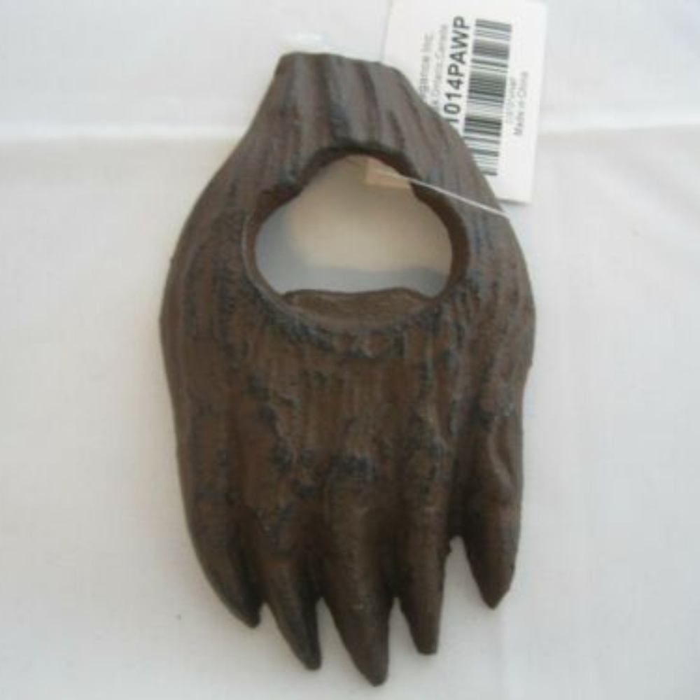 Cast Iron Bear Paw Bottle Opener 4.5" in. L NWT